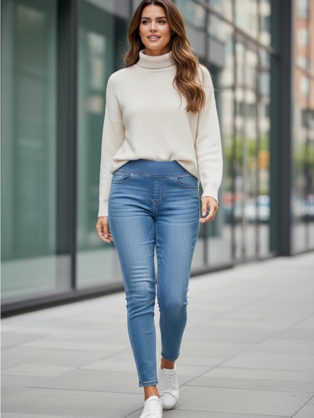 Halara Women’s Size L Regular High Waisted Pull-On Skinny Jeans Light Wash NWT